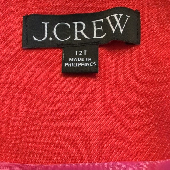J Crew Linen Blend Button Front Lined Blazer Size 12T Bold Red Gold BR110 EUC - Picture 4 of 7